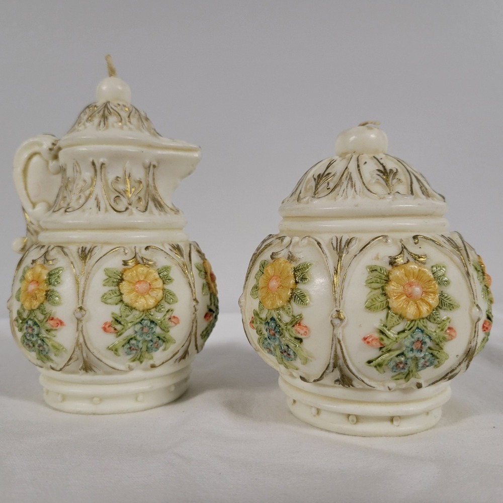 Kerzen Vintage Floral Cream Pitcher Creamer and Sugar Bowl Candles Set